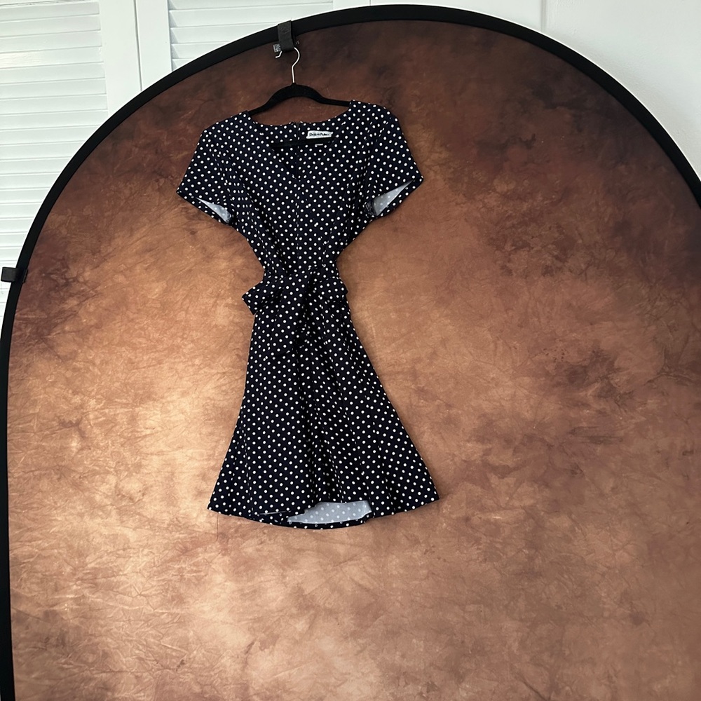 Retro Style Shelby & Palmer Black and White Polka Dot Mini Dress